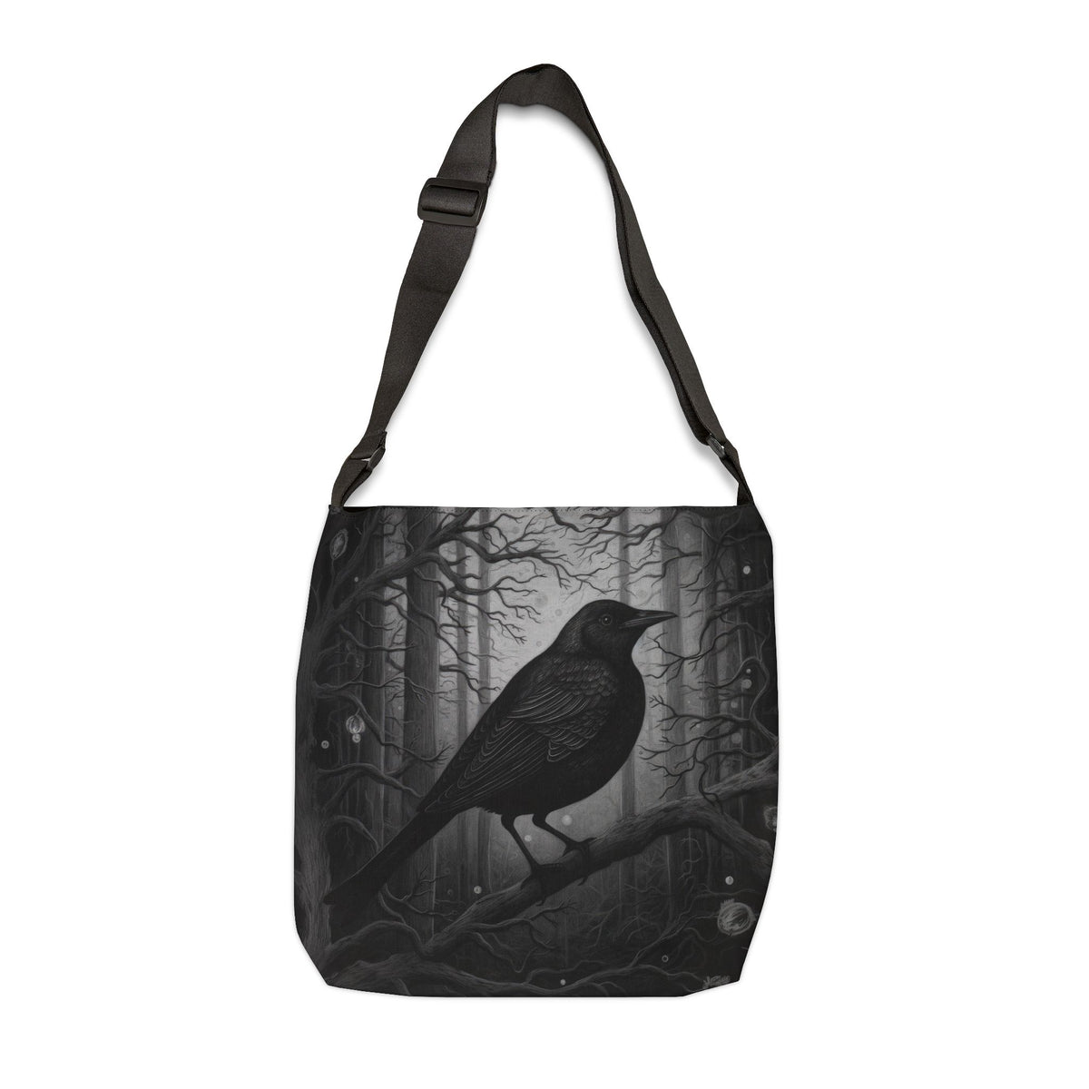 Raven Forest tote bag featuring Gothic Crow Zipper Tote
