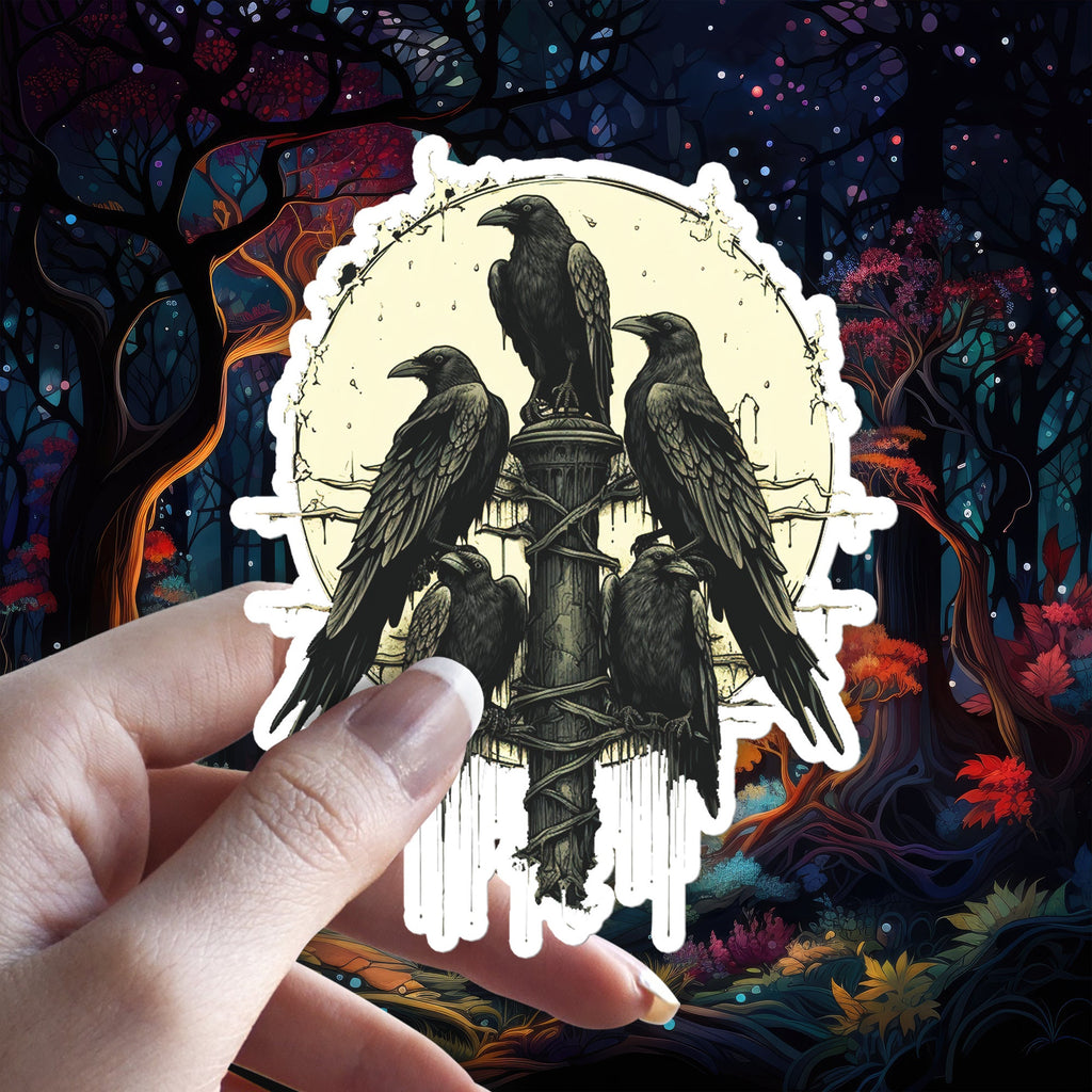 Raven Familiar Sticker: Holographic Witchy Bird Decal