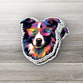 Trippy Border Collie Sticker: Boho Dog Mom Gift