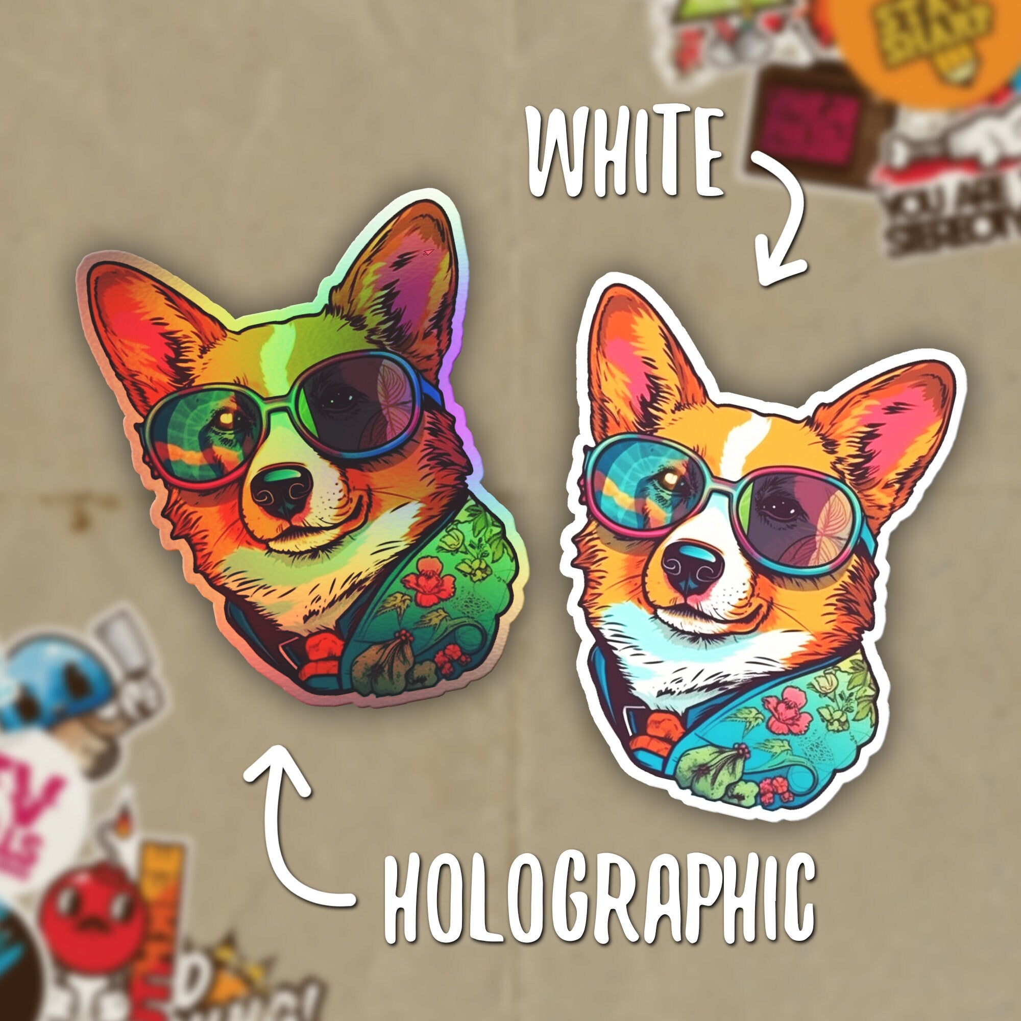 Trippy Corgi Vinyl Sticker: Waterproof Dog Art Decal