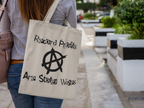 Record Profits Are Stolen Wages tote bag featuring Anti-Capitalist Anarchy in Natural