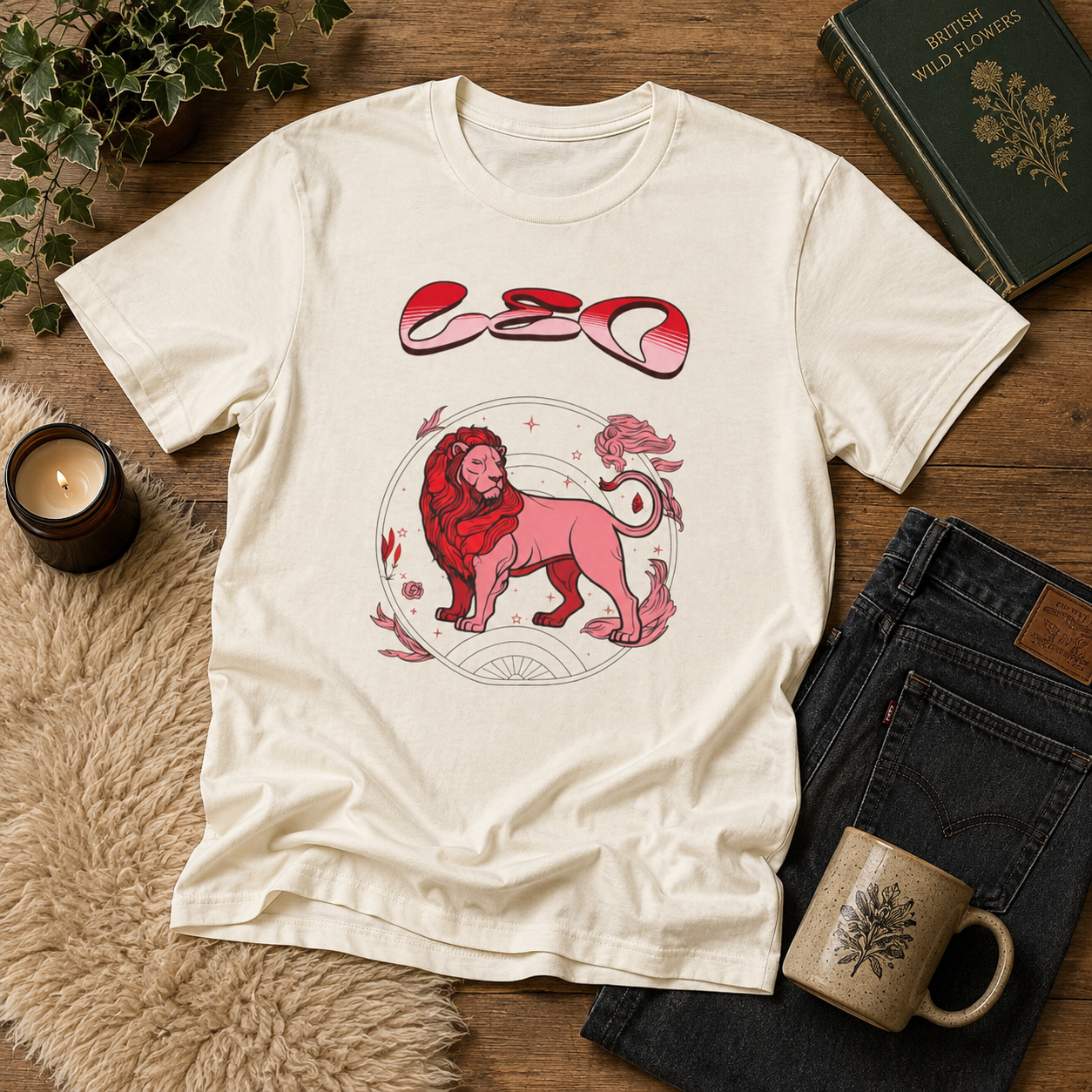 Leo Zodiac Tee — Red Lion Astrology Birthday Gift