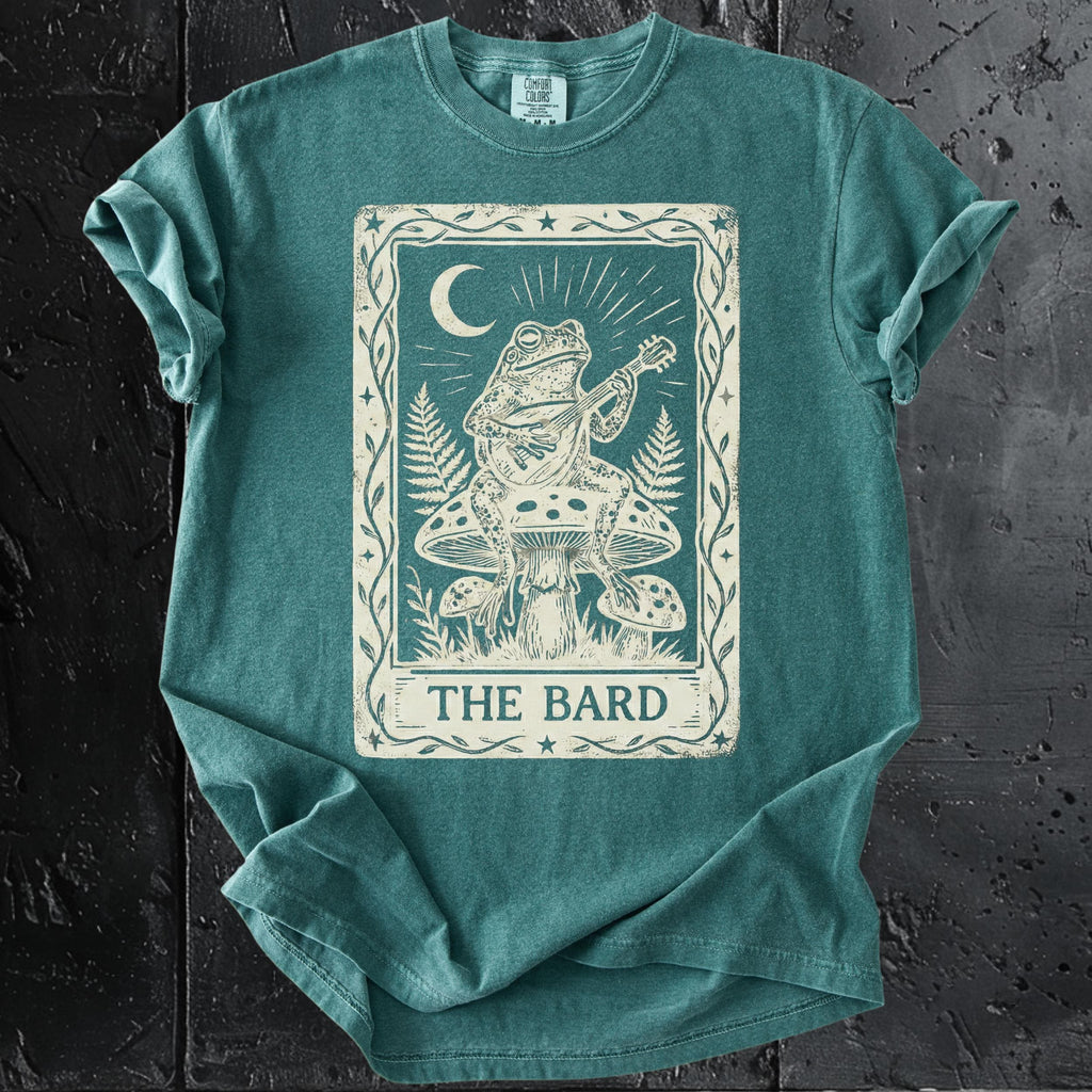 The Bard graphic shirt featuring Vintage Frog Bard Tarot Art Tee
