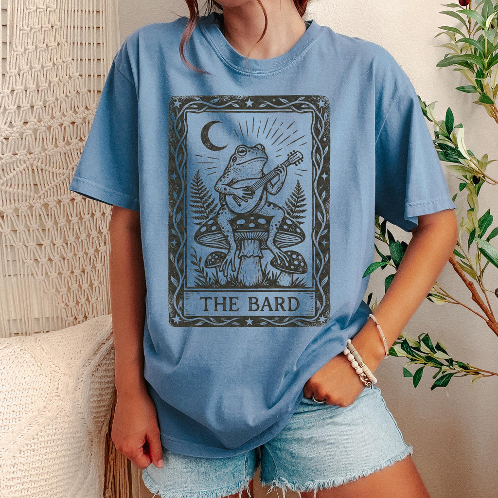 The Bard graphic shirt featuring Vintage Frog Bard Tarot Art Tee in Black