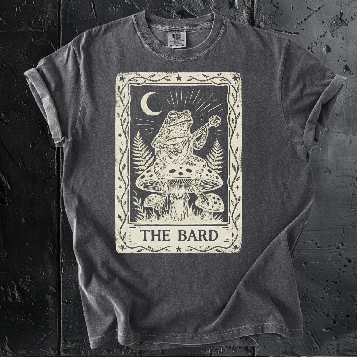 The Bard graphic shirt featuring Vintage Frog Bard Tarot Art Tee
