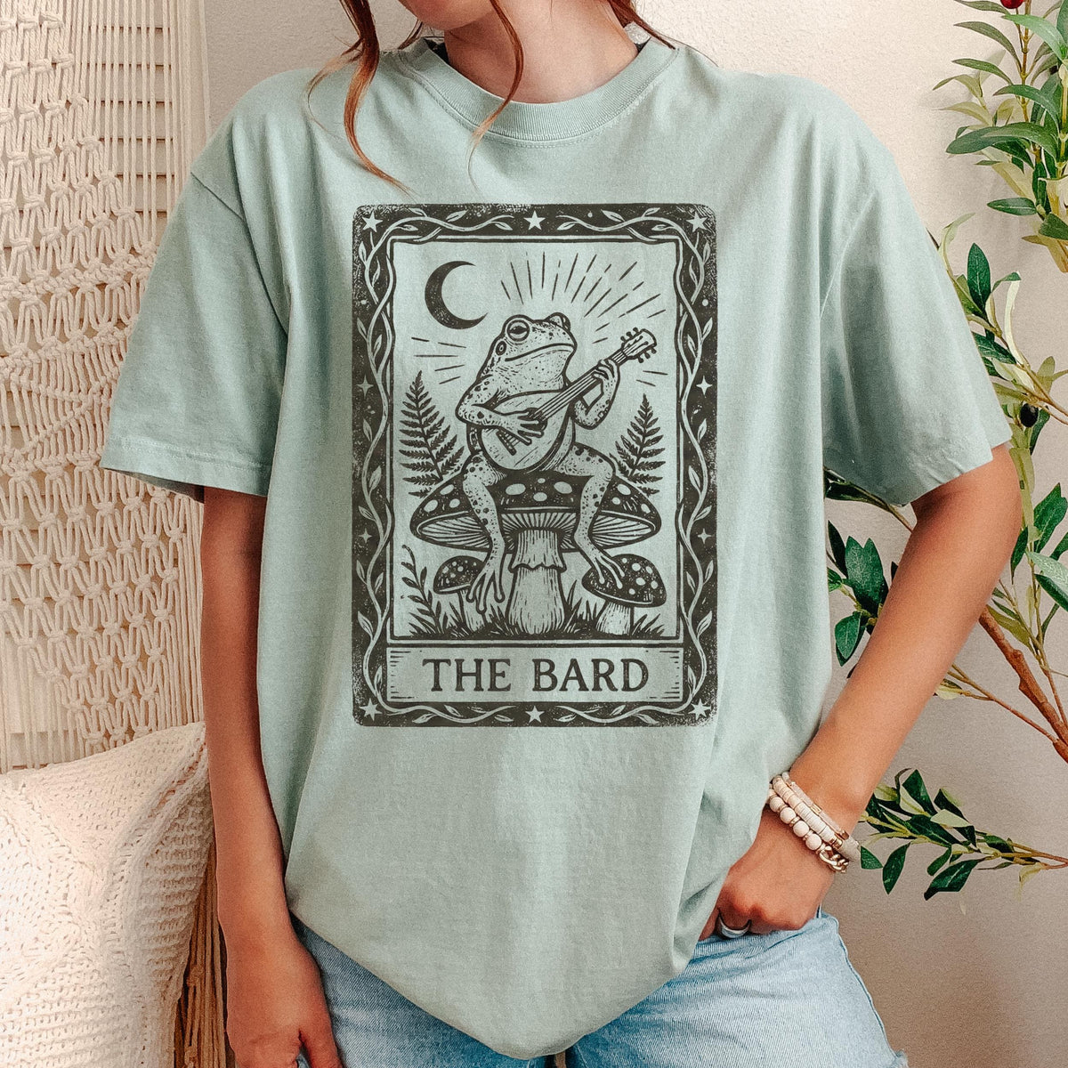 The Bard graphic shirt featuring Vintage Frog Bard Tarot Art Tee