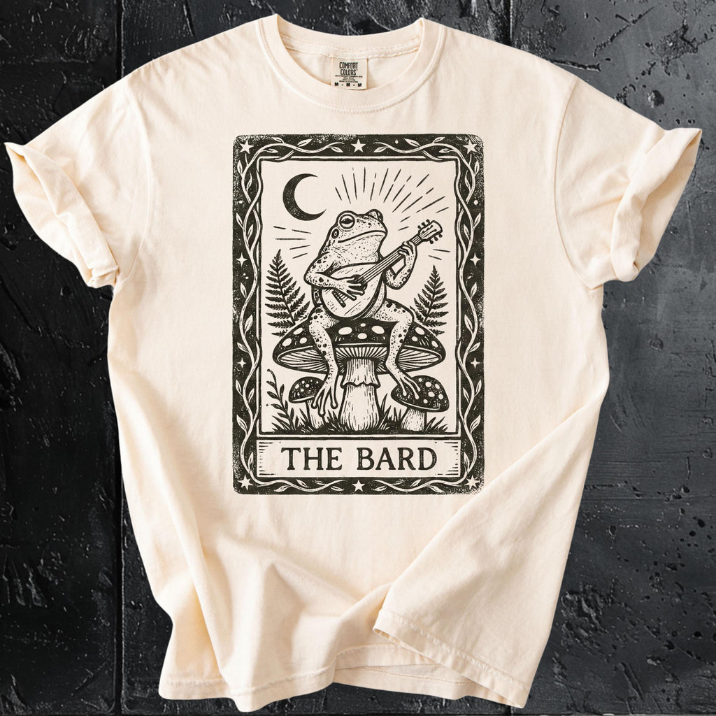 The Bard graphic shirt featuring Vintage Frog Bard Tarot Art Tee