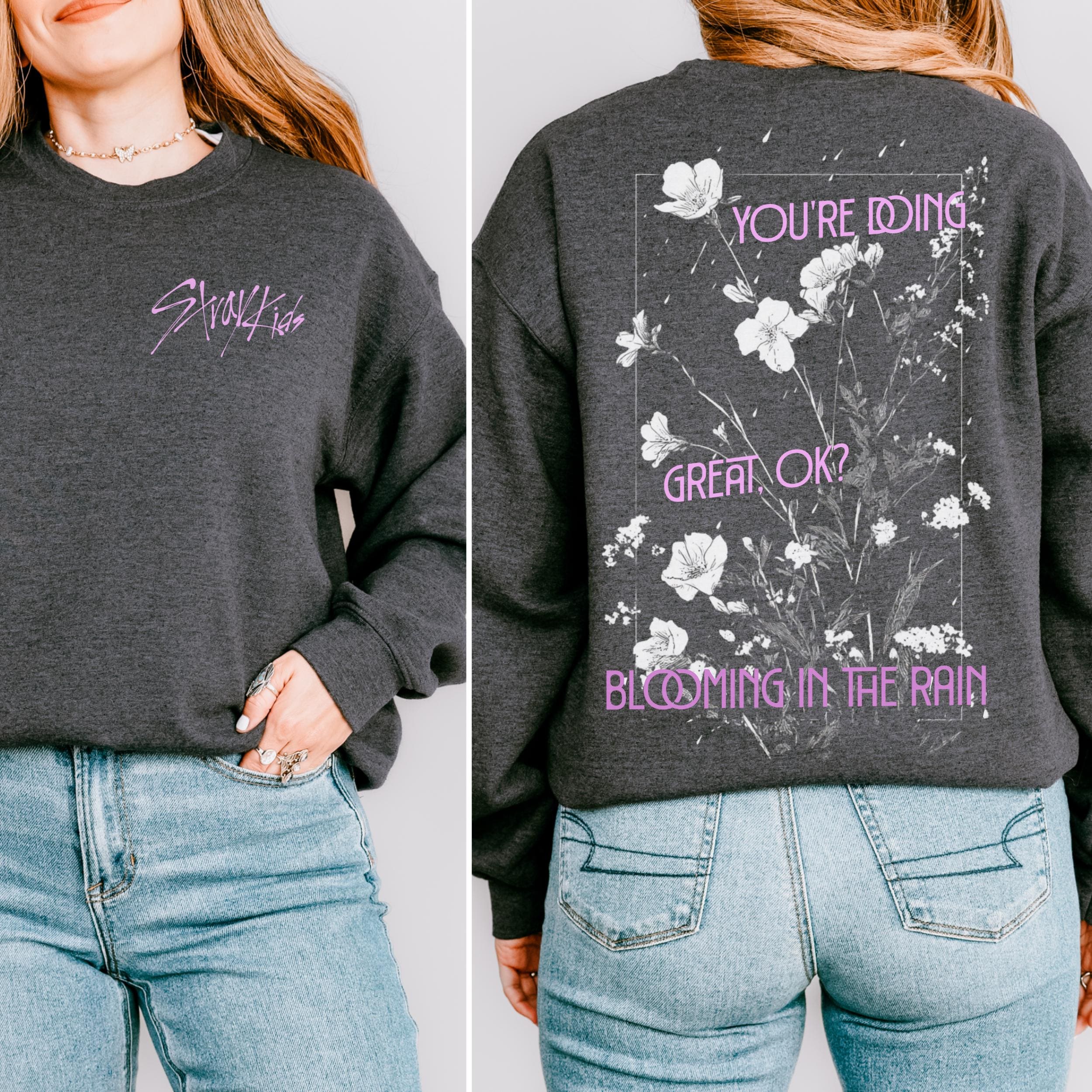 Stray Kids Blooming in the Rain Long Sleeve | SKZ Floral Back Print Shirt