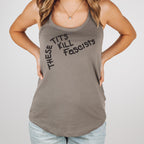 These Tits Kill Fascists graphic tank top featuring Anti-Fascist Feminist Graphic Tank