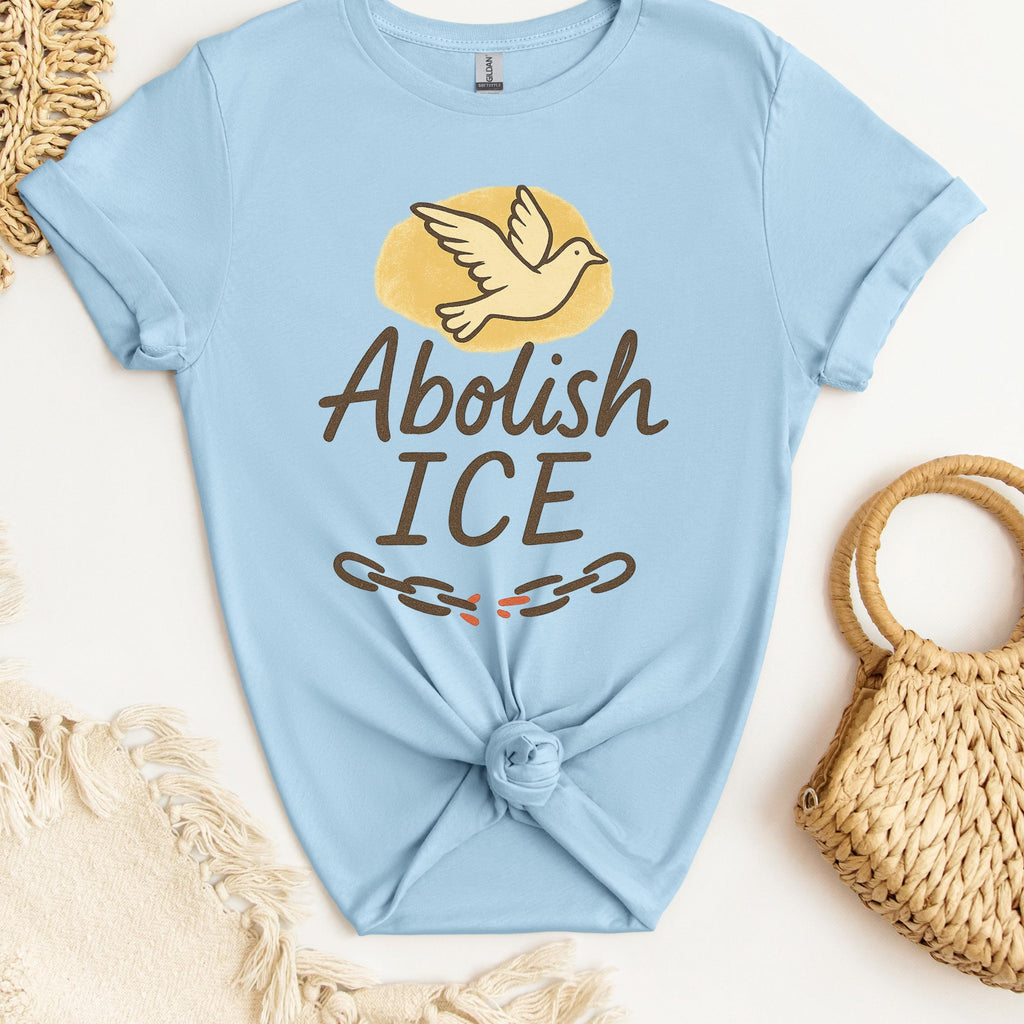 Abolish ICE graphic shirt featuring Dove Freedom Protest Tee