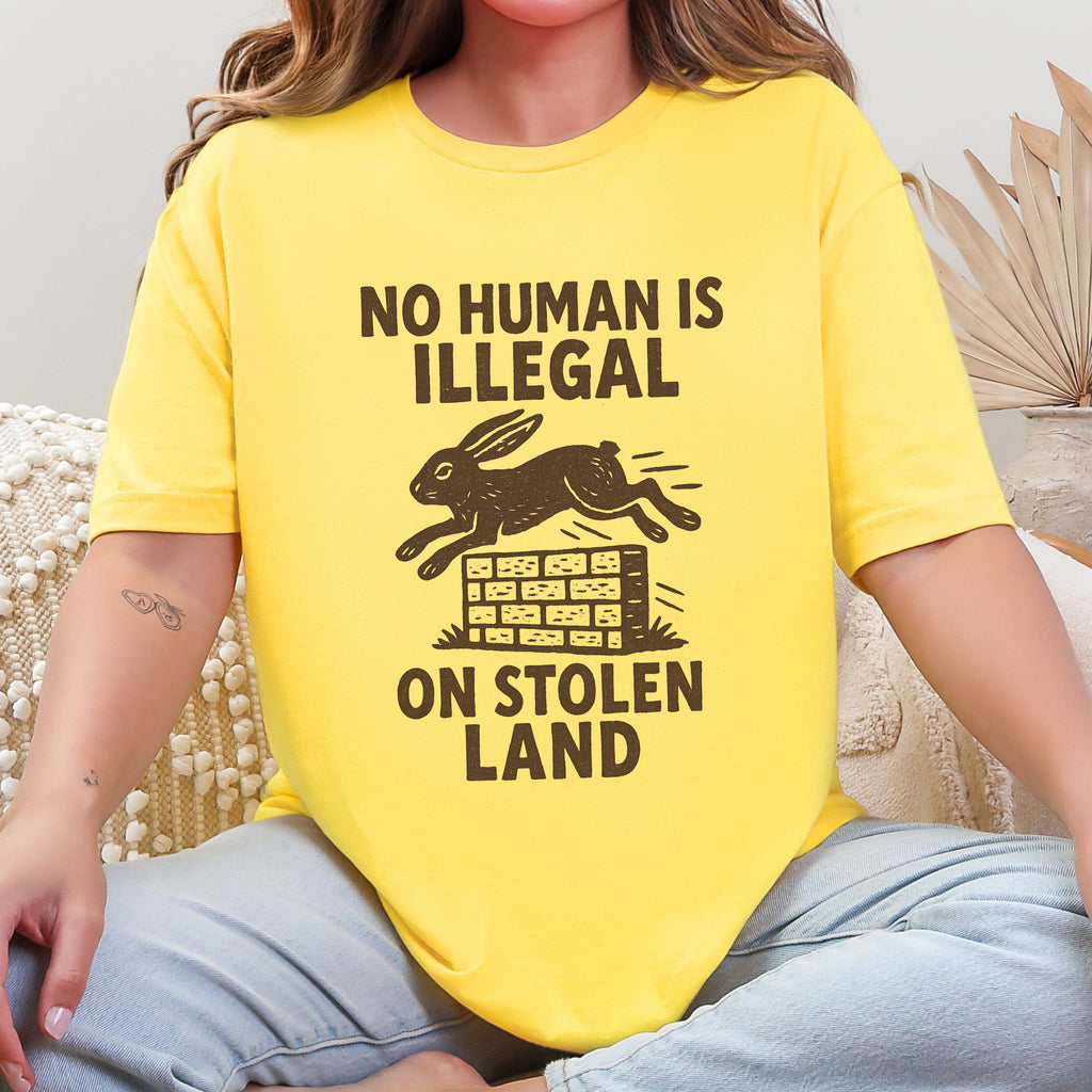 No Human Is Illegal T‑Shirt — Social Justice Immigration Message