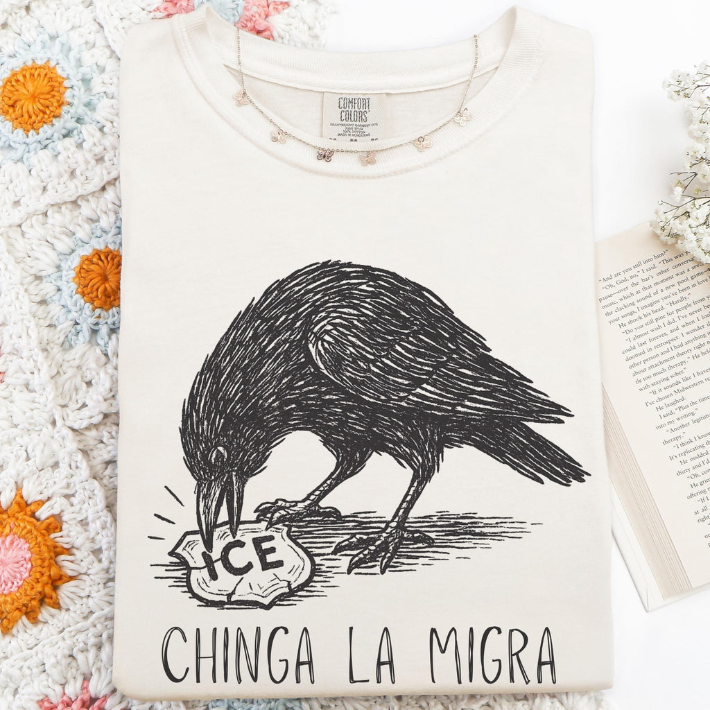 Chinga La Migra Raven Graphic graphic shirt featuring Political Statement Shirt