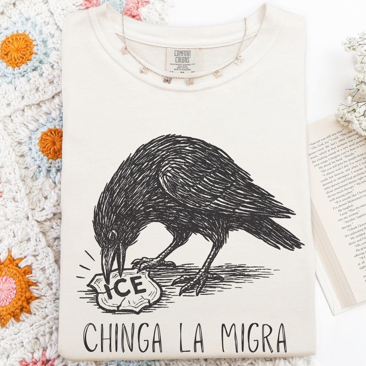 Chinga La Migra Raven Graphic graphic shirt featuring Political Statement Shirt