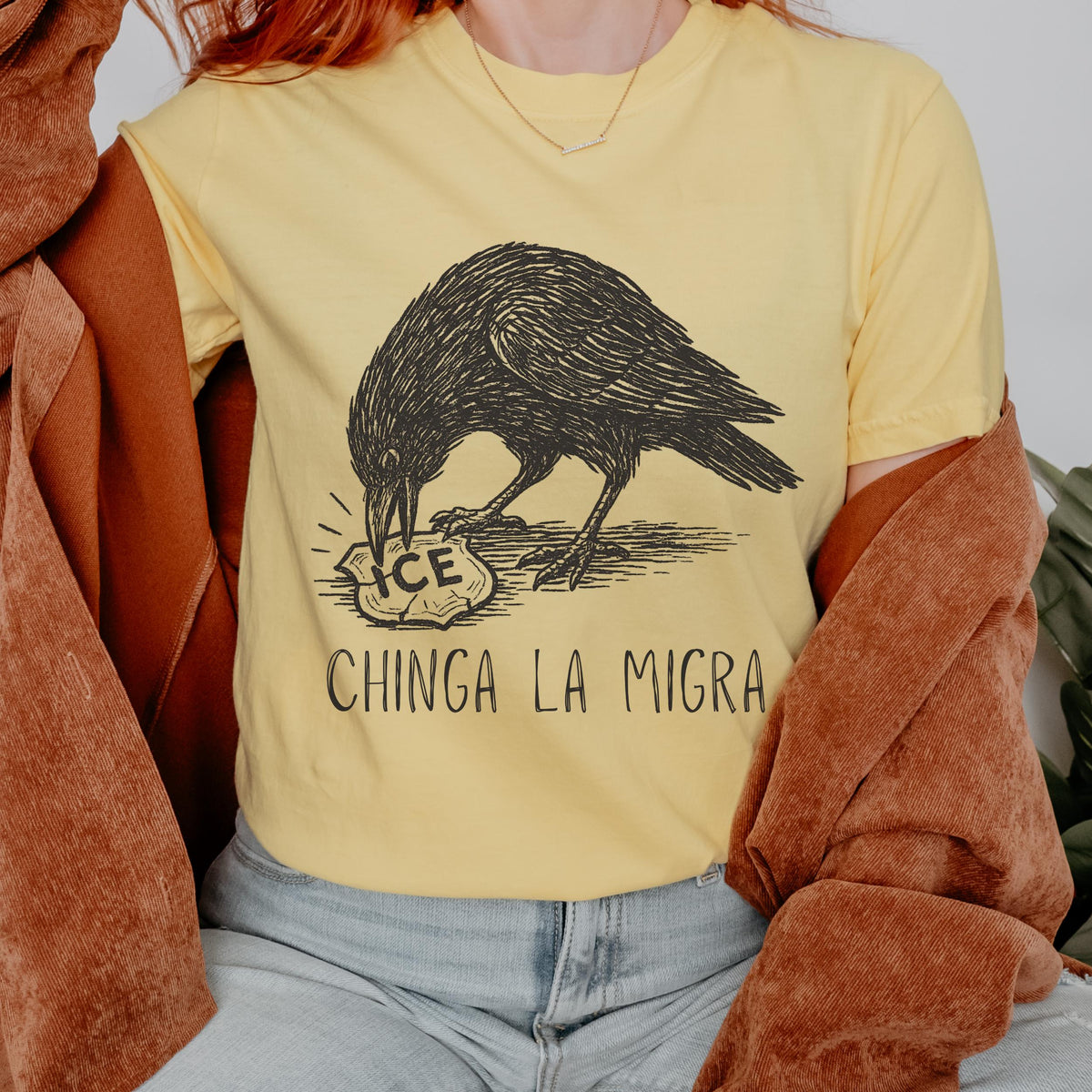 Chinga La Migra Raven Graphic graphic shirt featuring Political Statement Shirt
