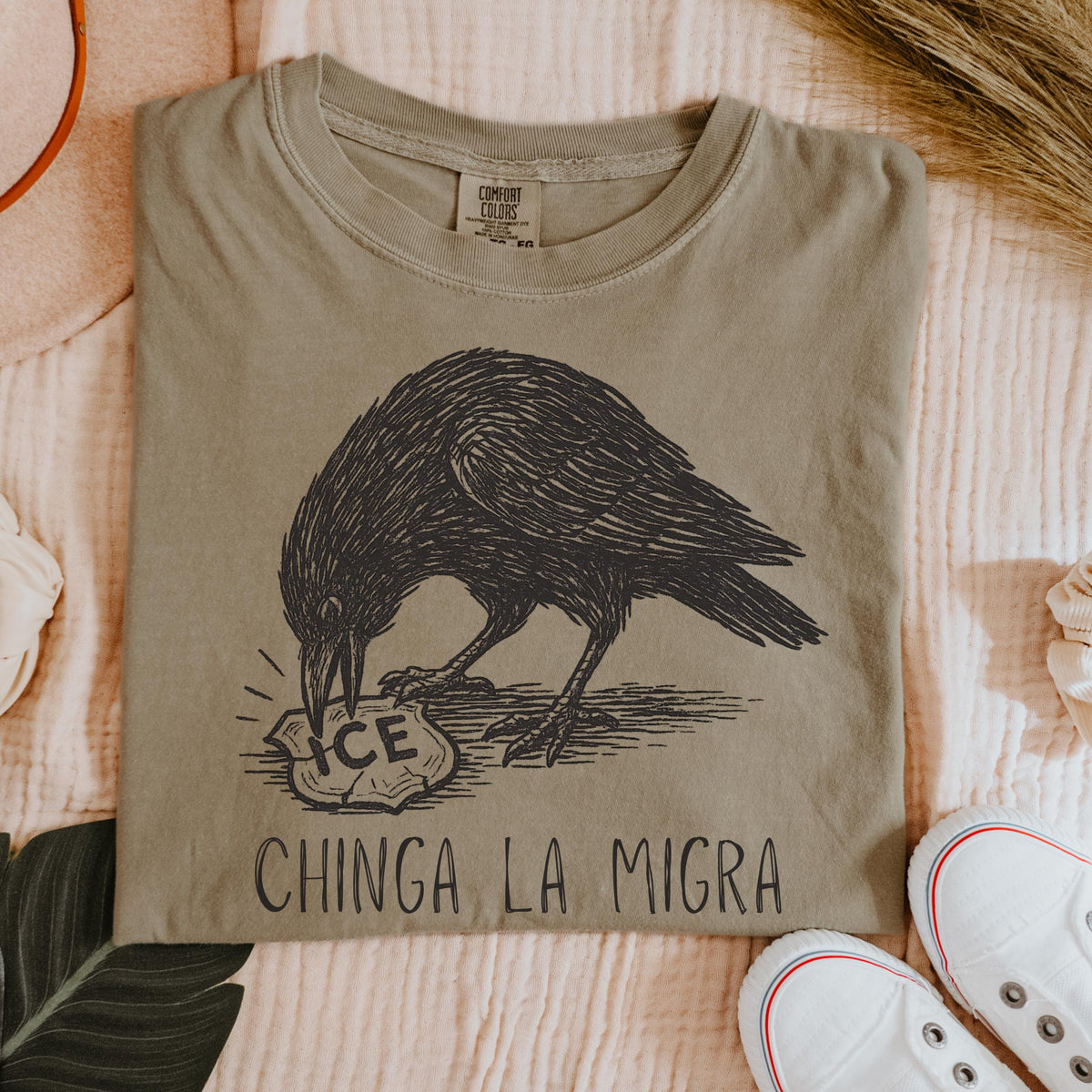 Chinga La Migra Raven Graphic graphic shirt featuring Political Statement Shirt in Black