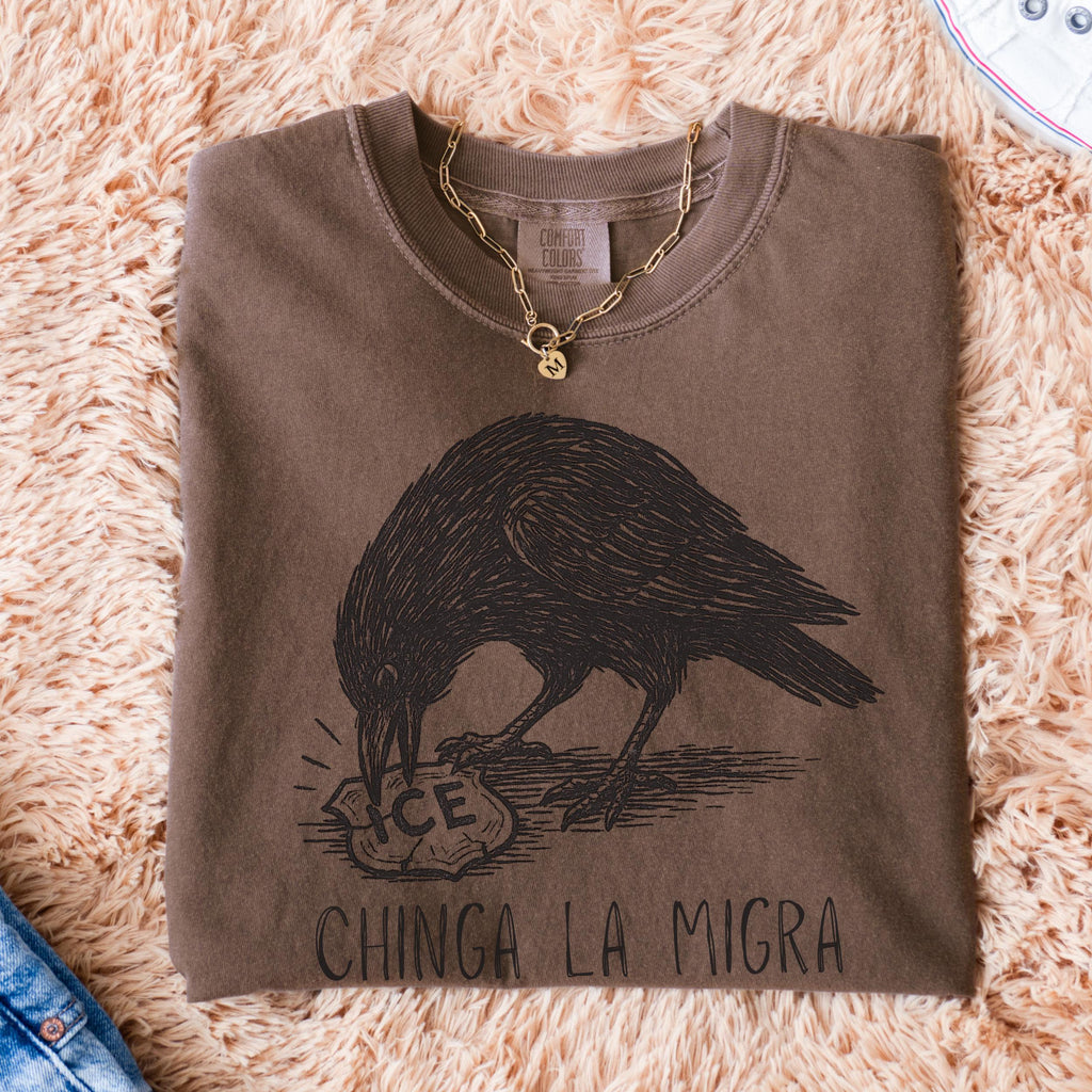 Chinga La Migra Raven Graphic graphic shirt featuring Political Statement Shirt