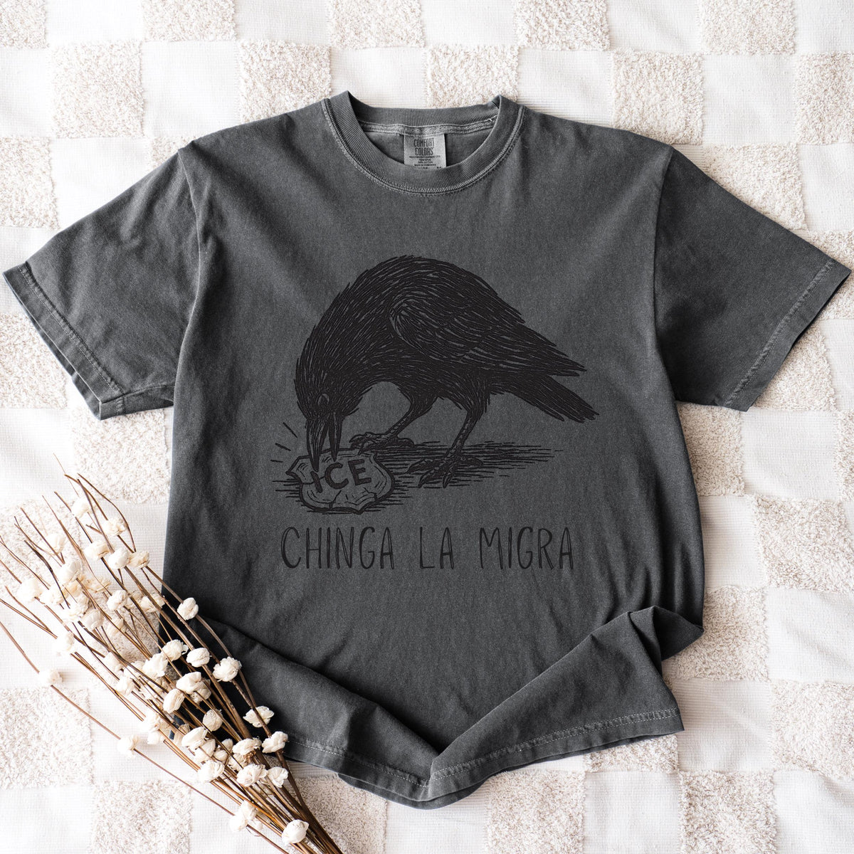 Chinga La Migra Raven Graphic graphic shirt featuring Political Statement Shirt