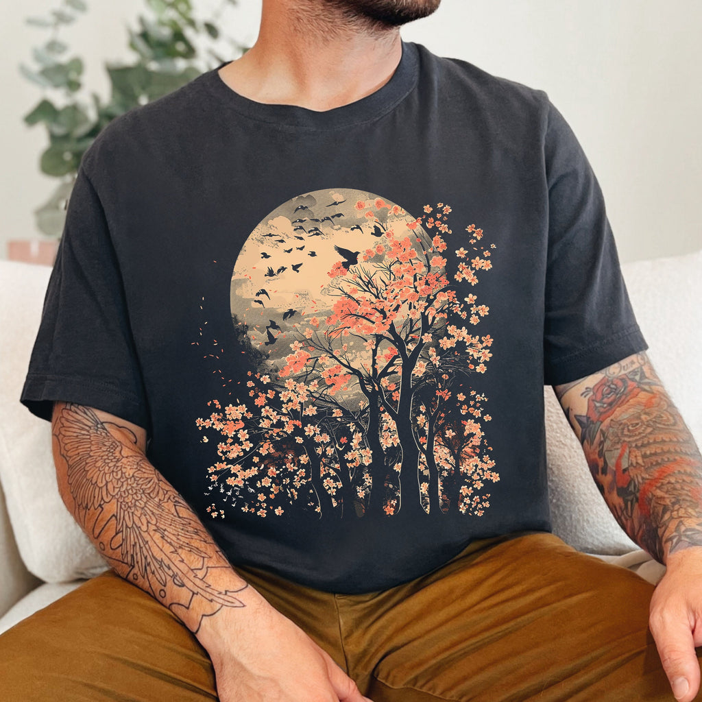 Autumn Moon Sakura graphic shirt
