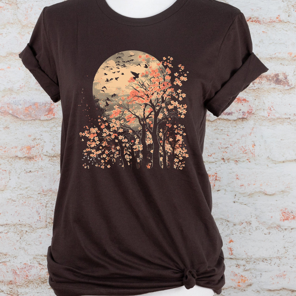 Autumn Moon Sakura graphic shirt