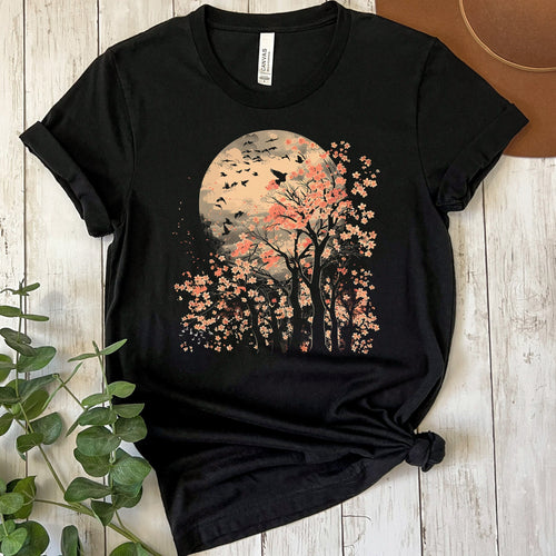 Autumn Moon Sakura graphic shirt
