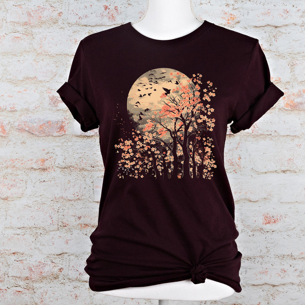 Autumn Moon Sakura graphic shirt in Black