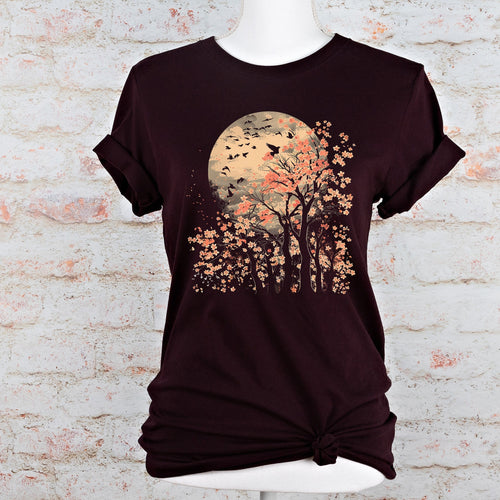 Autumn Moon Sakura graphic shirt in Black