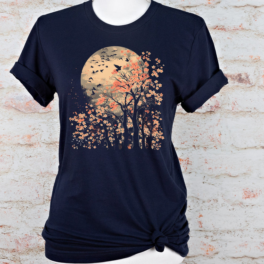 Autumn Moon Sakura graphic shirt