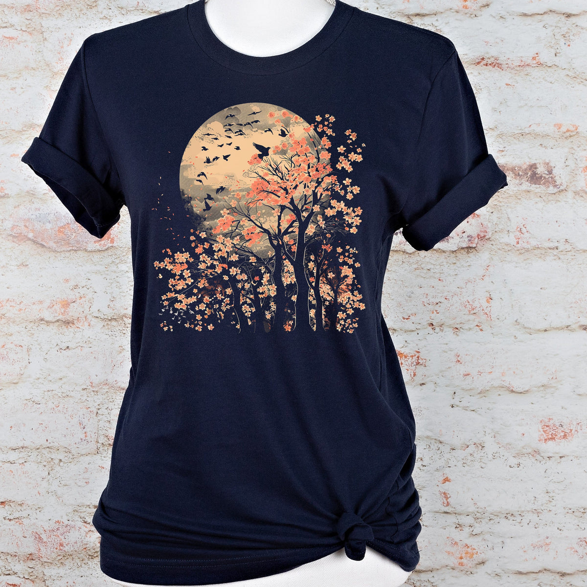 Autumn Moon Sakura graphic shirt