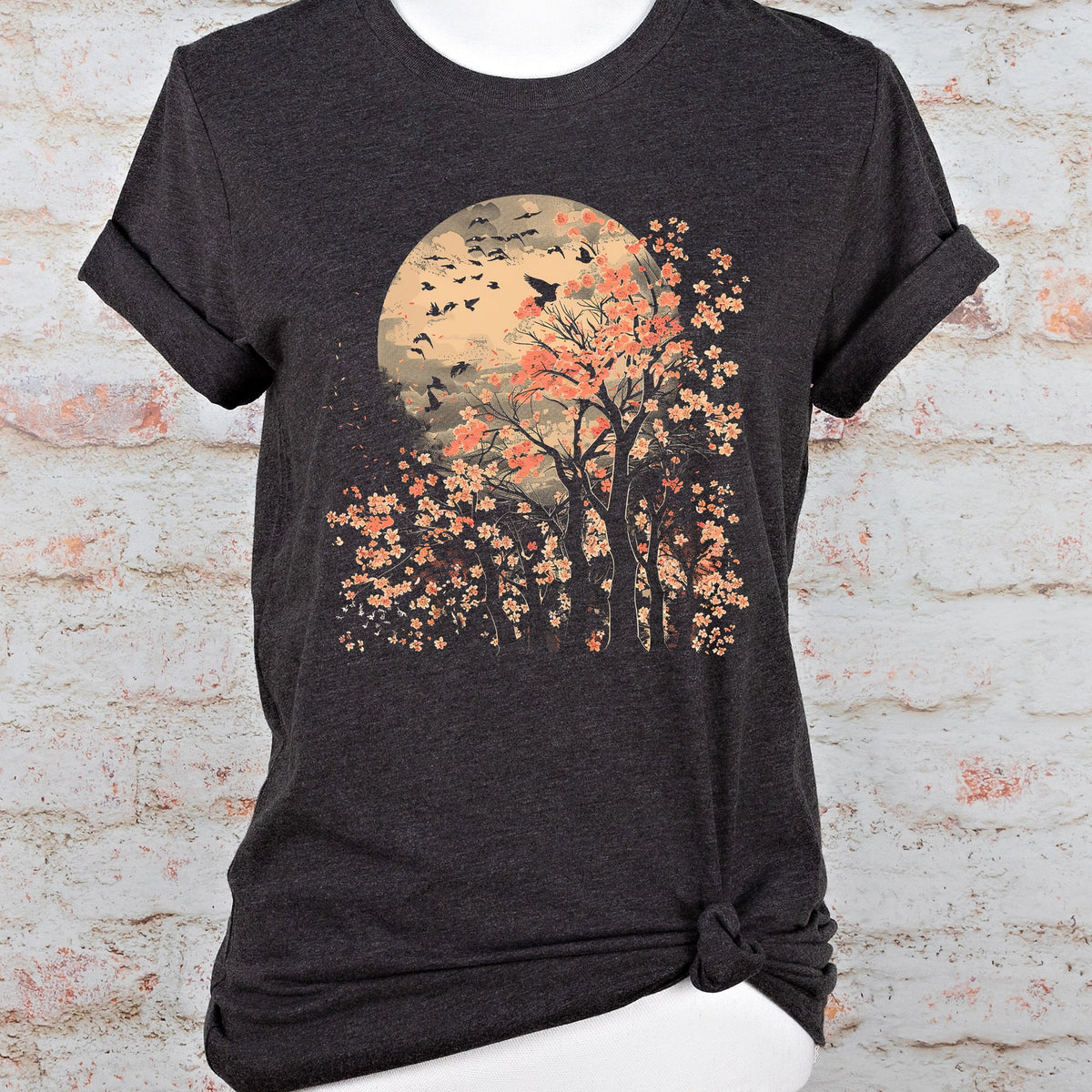 Autumn Moon Sakura graphic shirt