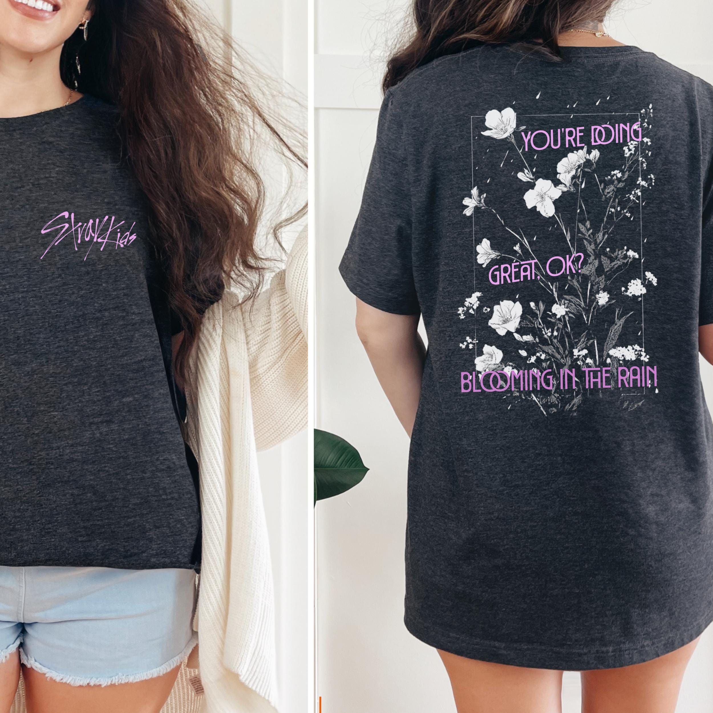 Stray Kids Blooming in the Rain Shirt | SKZ Floral Back Print Tee