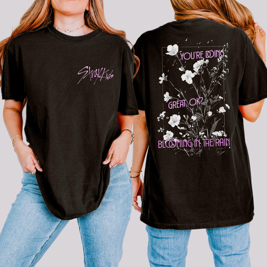 Stray Kids Blooming in the Rain Shirt | SKZ Floral Back Print Tee