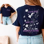 Stray Kids Blooming in the Rain graphic shirt featuring SKZ Floral Back Print Tee