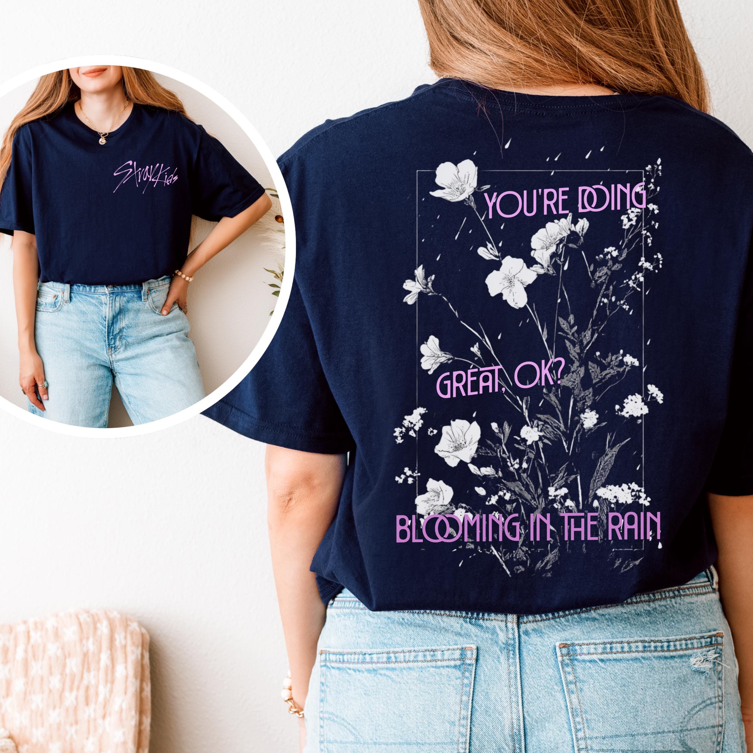 Stray Kids Blooming in the Rain Shirt | SKZ Floral Back Print Tee