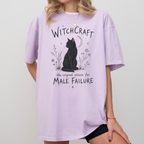Witchcraft Cat graphic shirt featuring 'The Original Excuse for Male Failure'