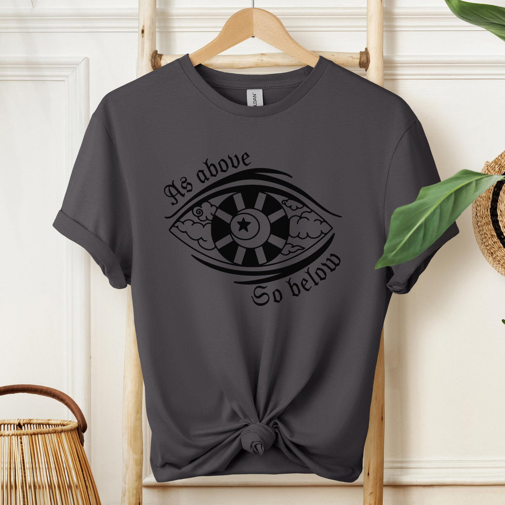 As Above So Below T-Shirt — Gothic Skull & Wings Spiritual Quote Tee