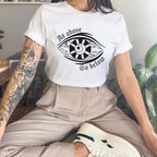 As Above So Below graphic shirt featuring Gothic Skull & Wings Spiritual Quote Tee