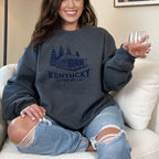 Kentucky Cabin graphic sweatshirt featuring "Kentucky Up The Holler" Retro Cabin
