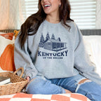 Kentucky Cabin graphic sweatshirt featuring "Kentucky Up The Holler" Retro Cabin