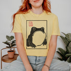 Frog Print T‑ graphic shirt featuring Minimal Japanese Stamp Illustration