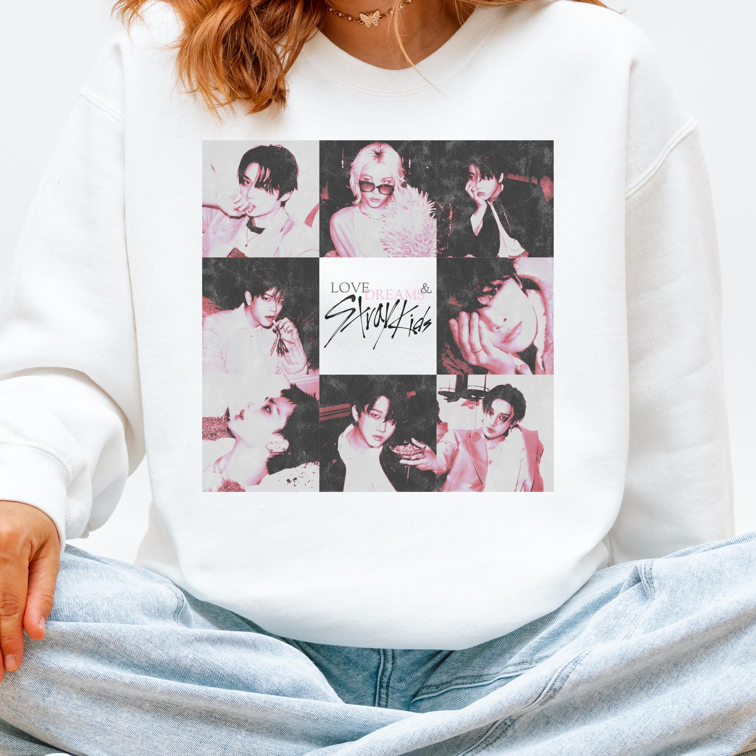 Stray Kids Collage Sweatshirt | Love Dreams Stray Kids Kpop Fan Crewneck, Soft Aesthetic Idol Grid Sweatshirt, Stay Gift