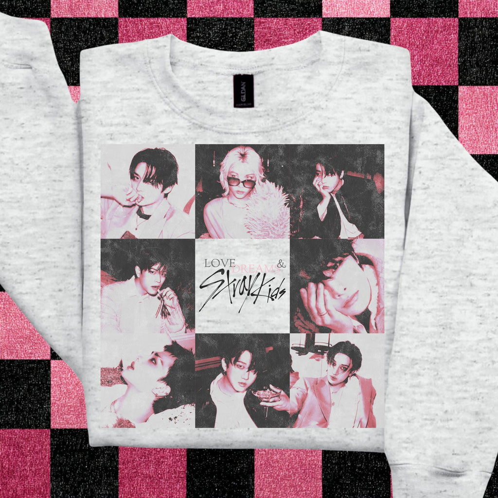 Stray Kids Collage Sweatshirt | Love Dreams Stray Kids Kpop Fan Crewneck, Soft Aesthetic Idol Grid Sweatshirt, Stay Gift