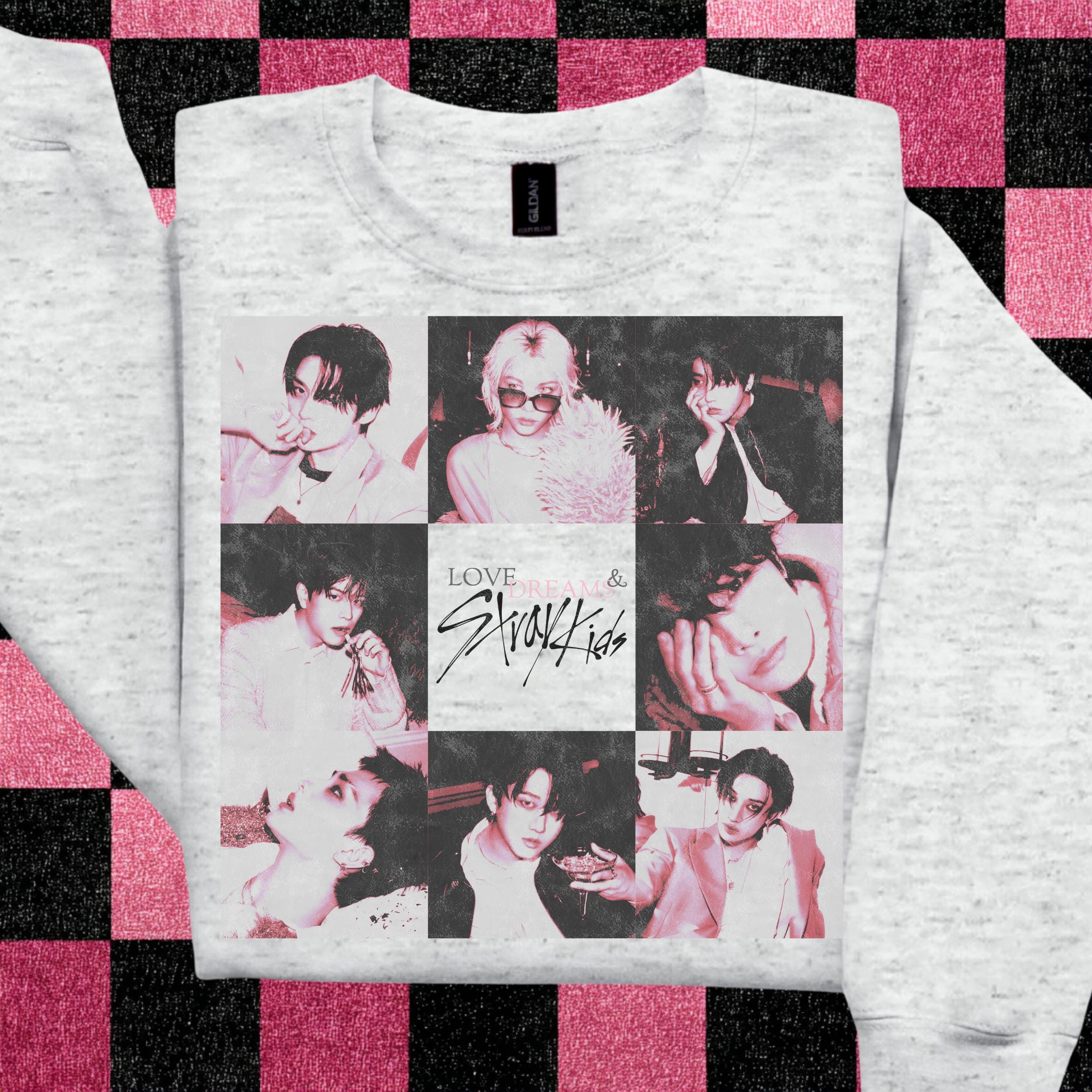 Stray Kids Collage Sweatshirt | Love Dreams Stray Kids Kpop Fan Crewneck, Soft Aesthetic Idol Grid Sweatshirt, Stay Gift