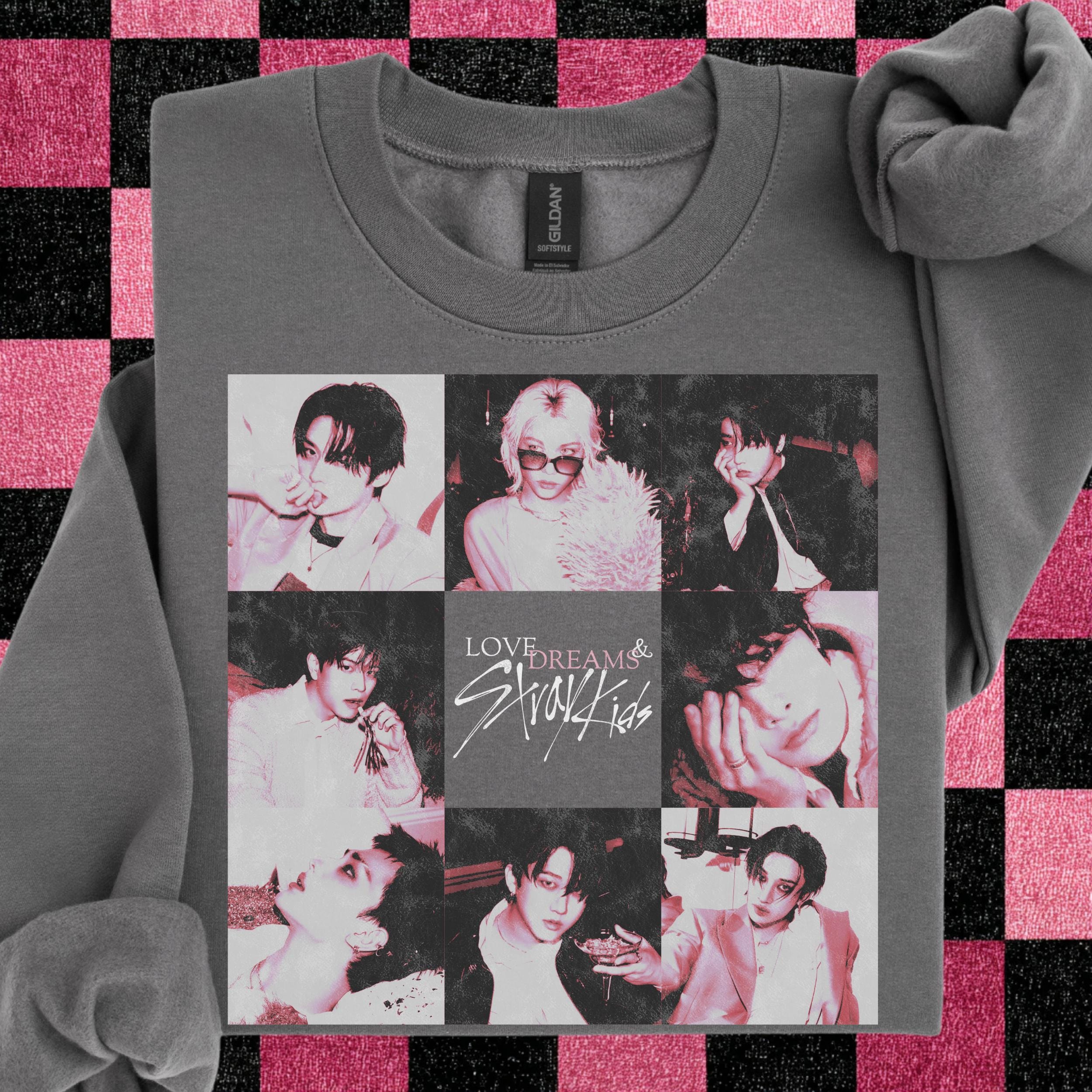 Stray Kids Collage Sweatshirt | Love Dreams Stray Kids Kpop Fan Crewneck, Soft Aesthetic Idol Grid Sweatshirt, Stay Gift