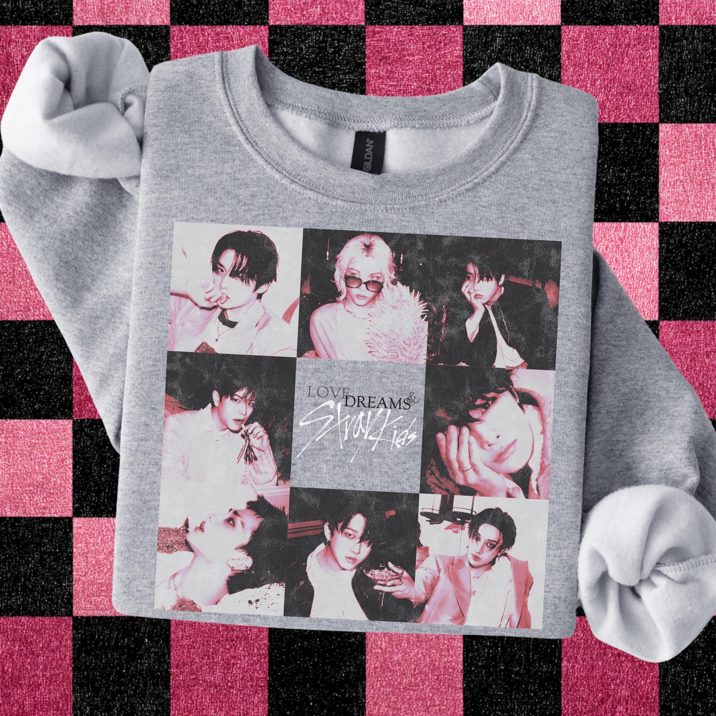 Stray Kids Collage Sweatshirt | Love Dreams Stray Kids Kpop Fan Crewneck, Soft Aesthetic Idol Grid Sweatshirt, Stay Gift