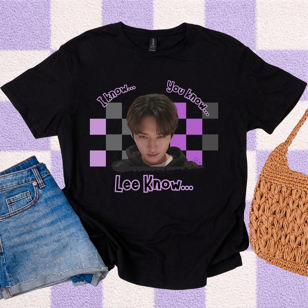 Lee Know Kpop I Know You Know Meme graphic shirt featuring Stray Kids Fan Inspired Tee