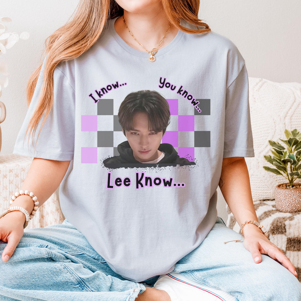 Lee Know Kpop I Know You Know Meme graphic shirt featuring Stray Kids Fan Inspired Tee