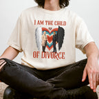 Good Omens Child of Divorce graphic shirt featuring Ineffable Duo Funny Fandom Tee