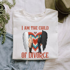 Good Omens Child of Divorce graphic shirt featuring Ineffable Duo Funny Fandom Tee