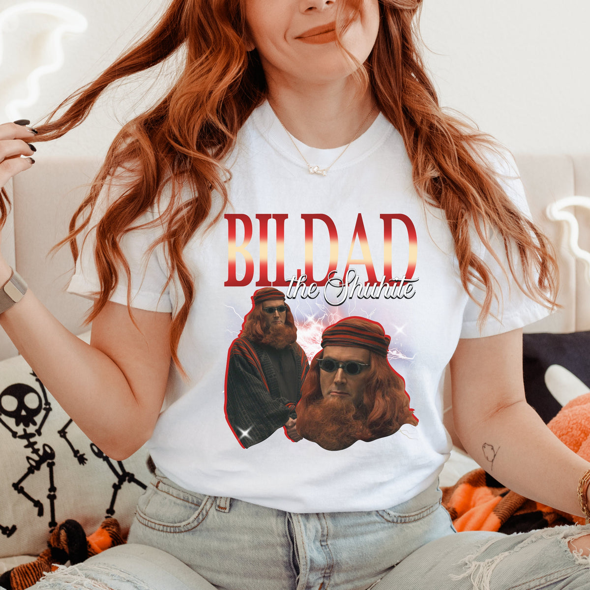 Good Omens Bildad the Shuhite graphic shirt featuring Crowley Bildad Graphic Tee