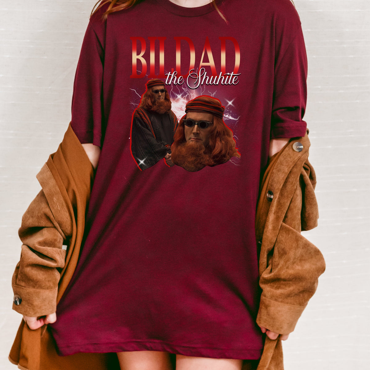 Good Omens Bildad the Shuhite graphic shirt featuring Crowley Bildad Graphic Tee